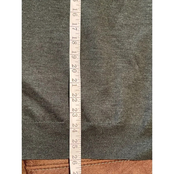 Saks Fifth Avenue 100% Extra Fine Merino Wool Mens Sweater Argyle Green M V neck - Picture 11 of 11